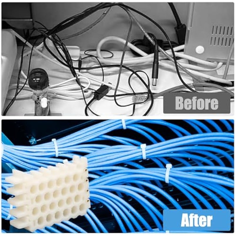 9mm/0.35in Network Cable Comb Organizer Panel - 6x4 Holes for CAT5/6/7/8 Ethernet Cord Management, Data Center Server Rack Wire Dresser Bundler Tool(6x4 Holes) - Image 5